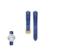 yeziu Correa de cuero genuino convexa para correas de reloj Cartier Ballon Bleu con hebillas plegables(Blueg,14-22mm)