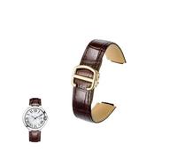 yeziu Correa de cuero genuino convexa para correas de reloj Cartier Ballon Bleu con hebillas plegables(Browng,12-20mm)