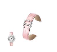 yeziu Correa de cuero genuino convexa para correas de reloj Cartier Ballon Bleu con hebillas plegables(Pinks,12-20mm)