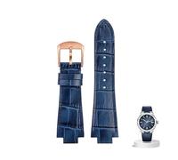 yeziu Correa de cuero para reloj Maurice Lacroix AIKON AI6008 AI6038 AI6058, pulsera de cuero de vaca para hombre.(Blue rose pin)