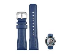 yeziu Correa de cuero para reloj Seven Friday T1/01 T3/01 T2/01, resistente al agua, de piel de vaca.(Blue silver)