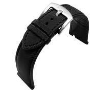 yeziu Correa de nailon para reloj Blancpain Fifty Fathoms BM8475 Correa para SEIKO 5(A Black Line-Silver,23mm)