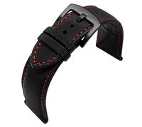 yeziu Correa de nailon para reloj Blancpain Fifty Fathoms BM8475 Correa para SEIKO 5(A Red Thread-Black,20mm)