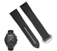 yeziu Correa de reloj con interfaz curva de silicona para reloj deportivo Omega MoonSwatch Seamaster 300 X Joint celestial(Black-gray)