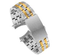 yeziu Correa De Reloj Curvada De Acero Inoxidable Para Tissot 1853 T17 T461 T014430 T014410 PRC200 Correa De Reloj Plateada Y Dorada(Silver gold,19mm)