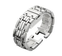 yeziu Correa de reloj de acero inoxidable con muescas para cadena de reloj de hombre GC con cierre de mariposa(Silver,22-13mm)
