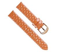 yeziu Correa de reloj de cuero a cuadros de diamante de superficie brillante para Casio 14mm 16mm correa de mujer de moda lacada(Silver Yellow,16mm)