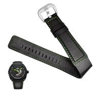yeziu Correa de reloj de cuero de vaca negro para relojes de pulsera Dietrich OTC-AO1 OT-3 pulsera estomas(Black Green Silver)