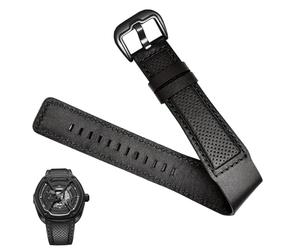 yeziu Correa de reloj de cuero de vaca negro para relojes de pulsera Dietrich OTC-AO1 OT-3 pulsera estomas(Black Black)