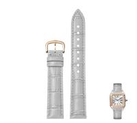 yeziu Correa De Reloj De Cuero Genuino Para Cartier Tank Santos Con Hebilla De Pasador(Grayr,18mm)