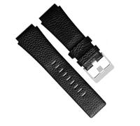 yeziu Correa de reloj de cuero italiano con extremo convexo de 33x24mm para pulsera Bell Series BR01 BR03, correa de goma Ross para hombre(Black 1)