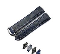 yeziu Correa de reloj de goma de cuero para Omega HydroConquest Seamaster 300 Speedmaster AT150 correa deportiva 19mm 20mm 21mm 22mm(Blue leather blue,19mm)