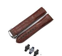 yeziu Correa de reloj de goma de cuero para Omega HydroConquest Seamaster 300 Speedmaster AT150 correa deportiva 19mm 20mm 21mm 22mm(Brown leather brown,20mm)