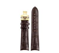 yeziu Correa de reloj de piel de vacuno con interfaz curva para Mido Belluna M024407A M024630a M024(Brown-Gold,20mm)
