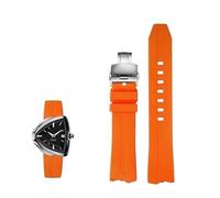 yeziu Correa de reloj FKM para Hamilton Ventura H245950 H245850 H245510 H245550(A-orange-silver)