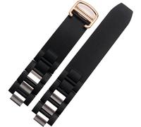 yeziu Correa De Silicona De 20x10mm Para Cartier 21st Century, Correa De Reloj Impermeable Convexa, Accesorios De Cadena De Reloj(Black Rose Gold)