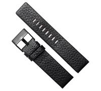 yeziu Correas de reloj de cuero para hombre, pulseras con correa de reloj Diesel DZ1657 DZ1405 DZ120(Black-black Buckle,28mm)