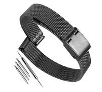yeziu Pulsera de malla de acero inoxidable para relojes DW para correa universal ultrafina de metal Daniel(Black,22mm)