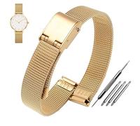 yeziu Pulsera de malla de acero inoxidable para relojes DW para correa universal ultrafina de metal Daniel(Gold,22mm)