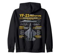 YF-23 Stealth Fighter Military Jet Spec Infografía Amarillo Sudadera con Capucha