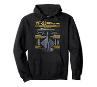 YF-23 Stealth Fighter Military Jet Spec Infografía Amarillo Sudadera con Capucha