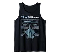 YF-23 Stealth Fighter Military Jet Spec Infografía Azul Camiseta sin Mangas