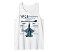 YF-23 Stealth Fighter Military Jet Spec Infografía Azul Camiseta sin Mangas