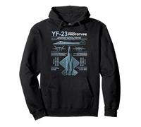YF-23 Stealth Fighter Military Jet Spec Infografía Azul Sudadera con Capucha