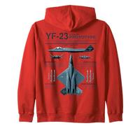 YF-23 Stealth Fighter Military Jet Spec Infografía Azul Sudadera con Capucha