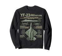 YF-23 Stealth Fighter Military Jet Spec Infografía Oliva Sudadera