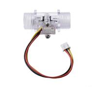 YF-S201C - Sensor de flujo de agua con rosca G1/2 BSPT, medidor de flujo de turbina de efecto Hall para líquidos, rango de -30 l/min, CC 3.5-24 V, cumple con ROHS (transparente)