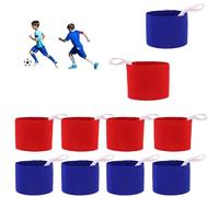 YFaith 10 Piezas Brazalete Capitan Niño, Ajustable Brazalete Capitan Personalizado, Brazalete Futbol con Cordón y Parches Adhesivos, Rojos y Azules para Fútbol, Rugby, Tenis, Baloncesto (Pequeño)