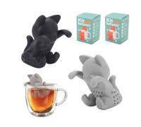 YFaith 2 Piezas Colador Té, Forma de Gato 3D, Filtro Té para Taza Extraíble, Silicona Infusionador de Té, Negro y Gris, para Tetera, Taza de Té, Regalo