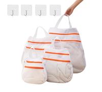 YFaith 4 Piezas Bolse Ropa Sucia, Doble Capa Bolse para Lavadora con Cremallera y Asa, Bolse de Lavandería con Gancho, 4 Tallas, para Ropa Interior, Calzoncillos, Toallas