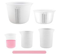 YFaith 5 Piezas Copas de Medición de Silicona, Silicona Vaso Medidor con Escala, 1000 ml/600 ml/100 ml/350 ml/250 ml Taza de Medición Antiadherente, con Varilla Mezclar, para Manualidades y Cocina