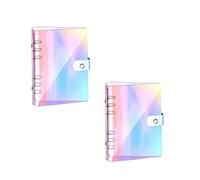 YFaith A6 Carpeta Anillas, 2 Piezas Color Transparente Libreta de Ahorro, Recargable, 6 Anillos Carpeta de Ahorro de Dinero con Botones, PVC Ring Binder A6, para Cuadernos, Álbumes Fotos, Agendas