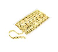 YFaith Cinta de Lentejuelas 30 m, Tira Plana de Lentejuela, Forma de Onda S Cinta Banda Tira Lentejuela Ancho 15 mm, Dorado Lentejuelas Manualidades, para Ropa, Proyectos de Bricolaje