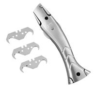 YFaith Cutter Profesional con 3 Hojas de Gancho, Aluminio Cuchillo para Alfombras con Compartimento Almacenamiento, Pescado Cuters Profesionales de Seguridad, para Cortar Alfombras y Tubos Plástico