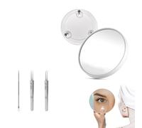 YFaith Espejo Aumento Ventosa, 20X Espejo Maquillaje Aumento, Espejo Maquillaje Redondo Blanco, con Ventosa y Conjunto Clips para Puntos Negros, para Baño, Dormitorio, Dormitorio
