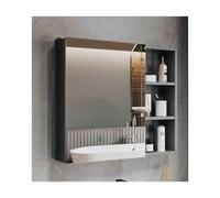YFAURNDE Armario con Espejo de baño Espejo de Medicina, Armario con Espejo, Estante de baño de Pared, de Aluminio Espacial, con Espacio for Guardar Cosas, fácil de Instalar.(Gray,60cm/23.6in)