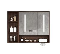 YFAURNDE Armario de Baño Montado en la Pared,Armario de Pared Independiente, con iluminación, antivaho, Almacenamiento for baño y celosía Lateral.(Smart,90cm/35.4in)