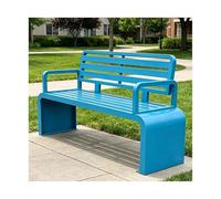YFAURNDE Bancos para Exterior, Banco con Respaldo Exterior, Fabricado con Tubos de Acero Galvanizado, Lo Que Lo Hace Adecuado para Zonas de Piscina, Parques Y Jardines.(Blue,120 * 40 * 82CM)