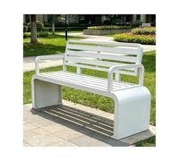 YFAURNDE Bancos para Exterior, Banco con Respaldo Exterior, Fabricado con Tubos de Acero Galvanizado, Lo Que Lo Hace Adecuado para Zonas de Piscina, Parques Y Jardines.(White,150 * 40 * 82CM)