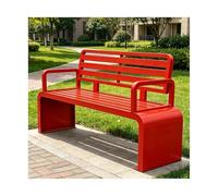 YFAURNDE Bancos para Exterior, Banco con Respaldo Exterior, Fabricado con Tubos de Acero Galvanizado, Lo Que Lo Hace Adecuado para Zonas de Piscina, Parques Y Jardines.(Red,120 * 40 * 82CM)