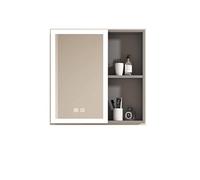 YFAURNDE Espejo de Medicina, Armario con Espejo, Estante de baño de Pared, de Aluminio Espacial, con Espacio for Guardar Cosas, fácil de Instalar.(Gray,60cm/23.6in)