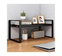 YFAURNDE Estanteria Escritorio，Estante De Escritorio，Se Puede Colocar sobre Un Escritorio; Su DiseñO Independiente Lo Hace Adecuado para Oficinas, Dormitorios Y Estudios.(Black,Single Layer - 30cm)