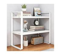 YFAURNDE Estanteria Escritorio，Estante De Escritorio，Se Puede Colocar sobre Un Escritorio; Su DiseñO Independiente Lo Hace Adecuado para Oficinas, Dormitorios Y Estudios.(White,Double Layer - 40cm)