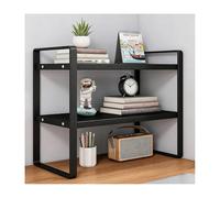 YFAURNDE Estanteria Escritorio，Estante De Escritorio，Se Puede Colocar sobre Un Escritorio; Su DiseñO Independiente Lo Hace Adecuado para Oficinas, Dormitorios Y Estudios.(Black,Double Layer - 40cm)