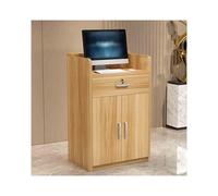 YFAURNDE Oficit Mostrador,Receptionsdisk,Mostrador de recepción de Oficina con cajones y estantes.Se Utiliza para recepción de Empresas y Tiendas de centros comerciales.(Light Walnut,60CM/23.6in)
