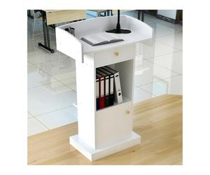 YFAURNDE Tribuna de podio,Púlpito para Iglesia Escritorio de podio de Atril, Podio Atriles, Atril con Amplia Superficie de Lectura y Soporte de Almacenamiento.(White)